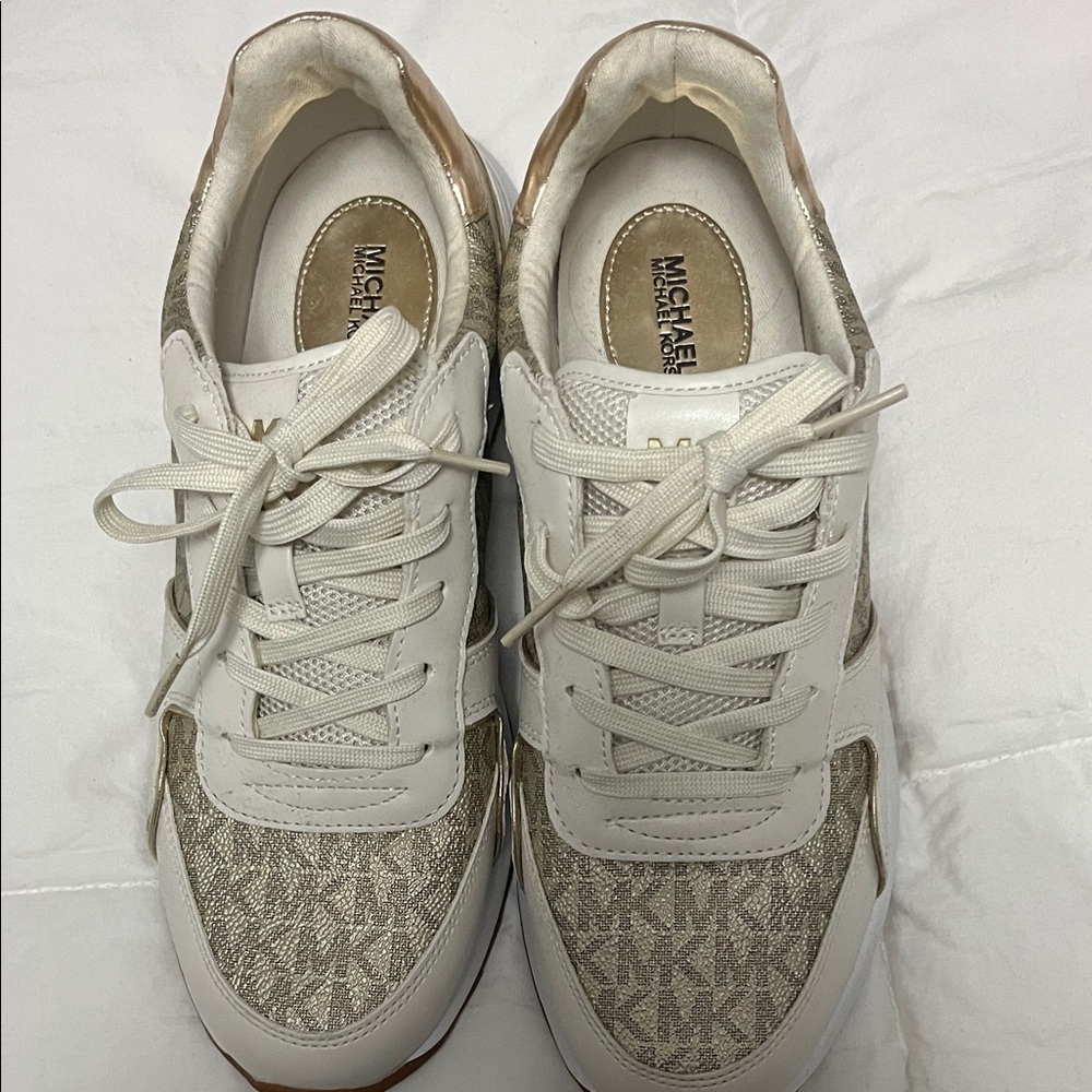 Michael Kors Cream and Gold Sneakers